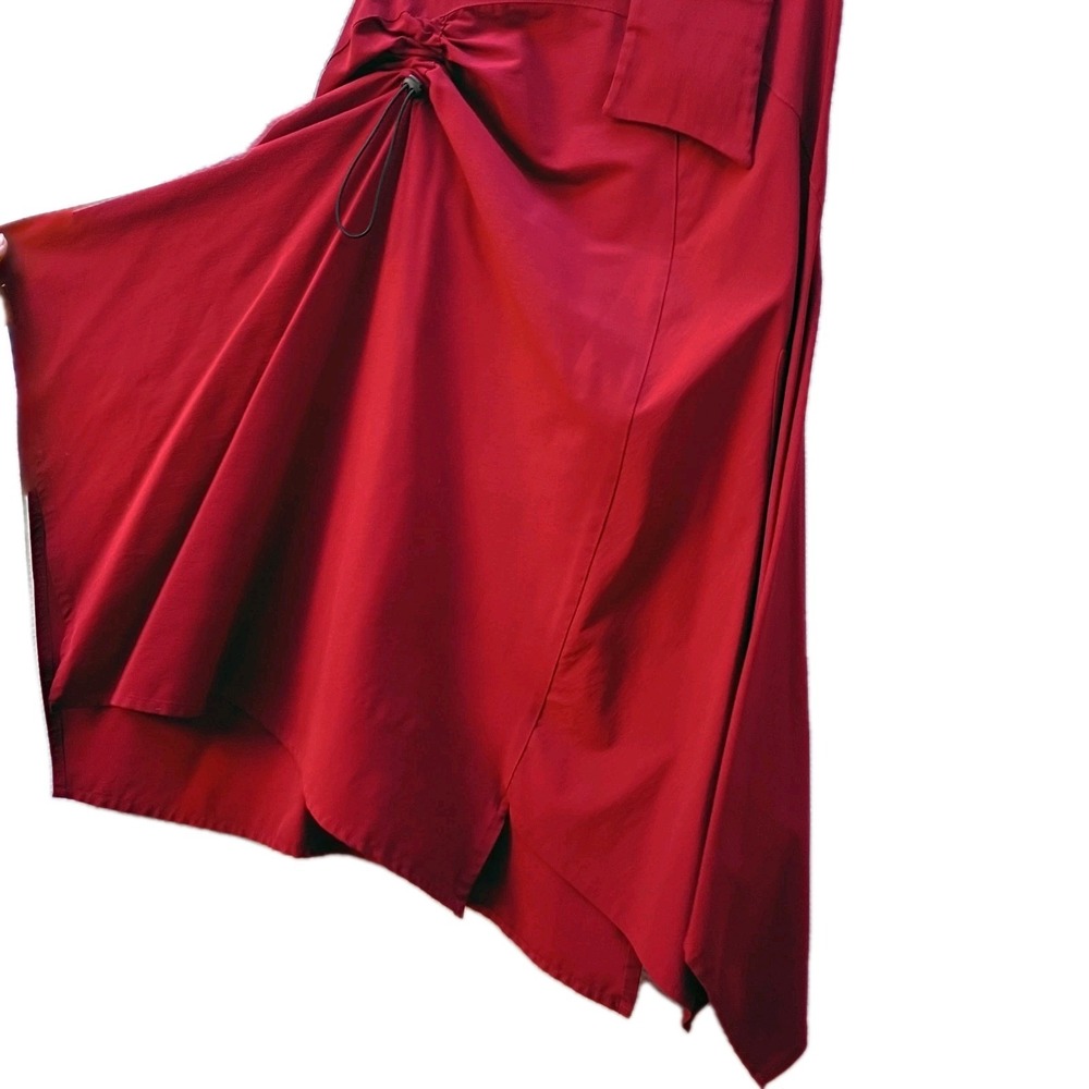 Miss Lili Noblu Red Asymmetrical Skirt Y2K Adjustable Pockets Sz S